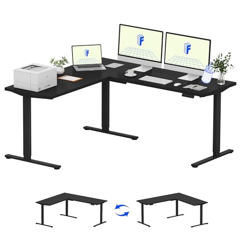 FLEXISPOT 71 x 63 Reversible L-Shaped Corner Standing Desk, Black