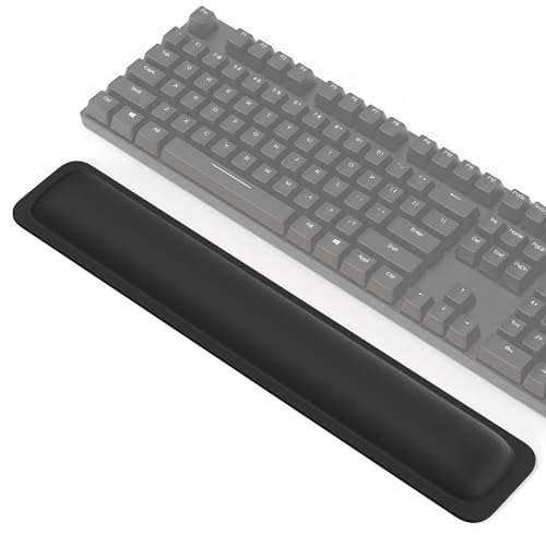 TECKNET Wrist Rest for Computer Keyboard, Thicken Memory Foam Wrist Support Pad for Keyboard, Ergonomic Palm Rest for Pain Relief, Anti-Slip Rubber Base, 17x3.3 in, 1 inch (25mm), Black
