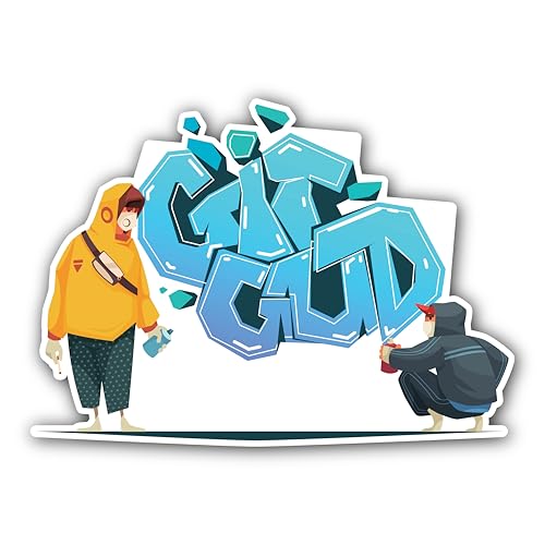 2 (Pieces) 3" and 5" Git Gud Graffiti Tag Sticker, Waterproof Vinyl Decals for Many Purpose Like Cars, Trucks, Laptops, Phones, Windows and More