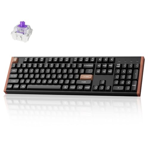 Keychron K10 HE Hall Effect Keyboard Wireless, Magnetic Switch Hot Swappable, Adjustable Actuation Rapid Trigger Mode with Aluminum + Wood Frame, Full-Size Custom RGB for Mac Windows Linux - Black