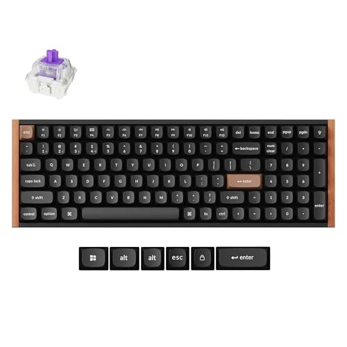 Keychron K4 HE – 96% Compact Hall Effect Wireless Mechanical Keyboard with Number Pad, Magnetic Switch, Rapid Trigger, Custom RGB, QMK/VIA, 2.4GHz/BT5.2/Wired, for Mac/Windows/Linux, Wood Frame, Black