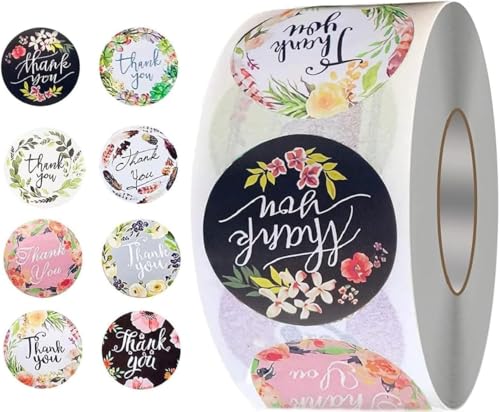 Loty Store 500 Pcs Thank You Stickers for Small Business | Self-Adhesive Stickers with Beautiful Assorted Design | Strong and Durable 1.0 Inch