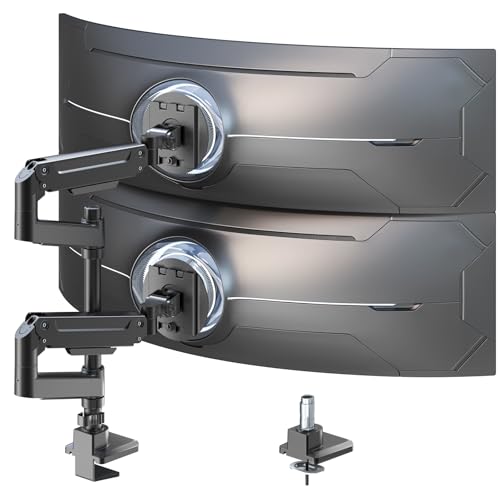 Dual Monitor-Arm Heavy-Duty for 17-49-inch Screens - Premium Vertical Stacked Dual Monitor Arm Desk Mount for Ultrawide Screens up to 44lbs, Fully Adjustability, VESA 75/100 mm, Black