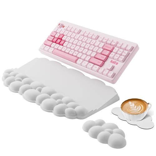 Ergonomic Wrist Rest for Keyboard and Mouse, Soft Memory Foam Cloud Keyboard Stand Pad with Wrist Rest Set with Non-Slip Silicone Base, Easy Typing, Pain Relief, Comfort for Office, Work, Gaming