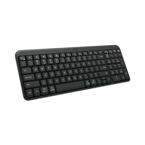 Logitech K250 Bluetooth Keyboard with Numpad, Easy Connectivity, Compact Wireless Keyboard Made with Recycled Plastic, Spill-Resistant, Comfortable Keys - Windows/MacOS - Graphite