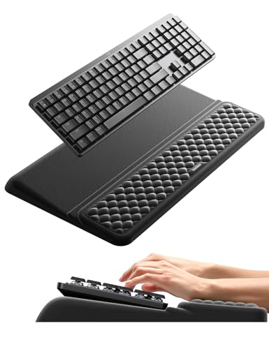 Vaydeer Wrist Rest with Keyboard Stand, Computer Wrist Support Pad, Ergonomic Keyboard Riser Holder Lifter Tray with Wrist Pad, Soft Memory Foam Desk Cushion, Palm Hand Typing for Office Home School