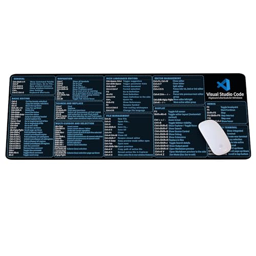 Visual Studio Code Shortcuts Mouse Pad – Desk Mat for Programmers, Coders & Beginners, Great Office Gift for Developers & Tech Enthusiasts, Computer Accessory for Study, Work, and Learning KMH