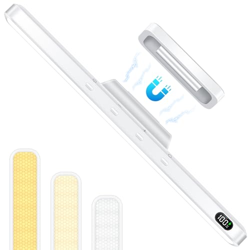 WILLED 3W Magnetic Light Bar, Eye-Friendly Makeup Lighting, 2000mah Vanity Lights for Mirror with Battery Display, Button Control Rechargeable Light Bar for Cabinet, Closet, Bathroom and Desk