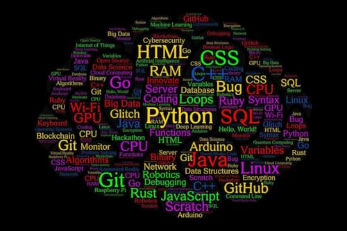 Computer Science Classroom Poster Programming Decor Cloud Word Brain Shaped College Supplies Code Coding Decorations Cool Wall Art Print Poster 18x12