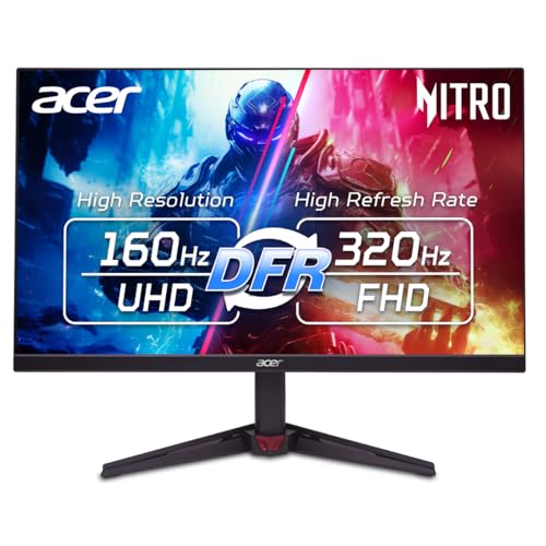 Acer Nitro 27” 4K UHD 3840 x 2160 Gaming IPS Monitor | AMD FreeSync Premium | Up to 160Hz Refresh Rate with DFR to FHD 320Hz| Up to 0.5ms | 1 x Display Port 1.4 & 2 x HDMI 2.1 Ports | VG270K V4bmiipx