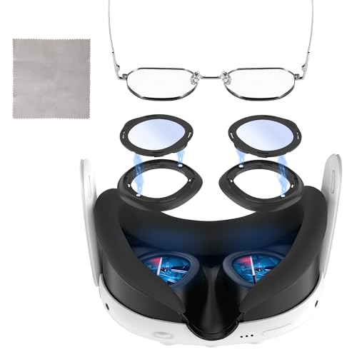 Blue Light Blocking Glasses for Meta Quest 3 with Anti Fog Wipe, Lens Protector Kit for Oculus Quest 3, VR Glasses Spacer Accessories Anti-Scratch Ring for Meta Quest 3