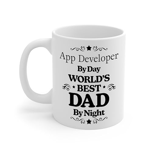 Father's Day Gifts for App Developer Mug - Fathers Day Funny Gifts for Coworker Software Developer Employee Boss Manager Coffee Cup 11oz - Dad Husband Father from Son Daughter