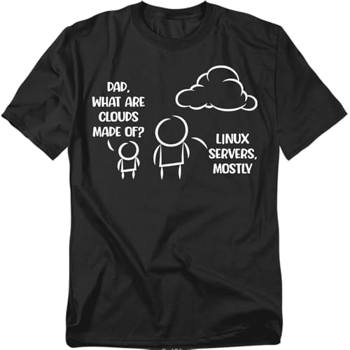 Popfunk Linux Cloud T Shirt – Funny Programmer Devops Humor Tee for Men or Women, Unisex Adult, Black, Medium