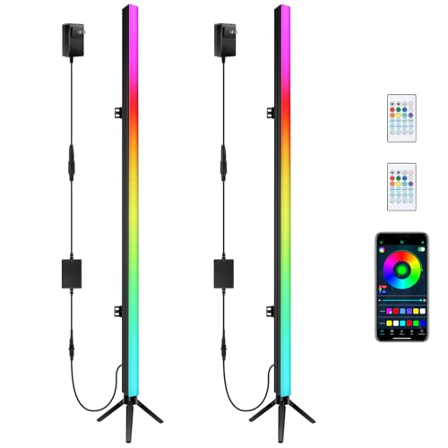 2Pack DJ Light Bars with Stand - 39" 60LED RGB Color Changing - Smart APP & Remote Control - Music Sync Timer Setting - Detachable Tripod Aluminum Shell for Party Stage Band Gaming Room Home Deco