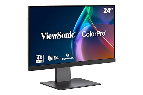 ViewSonic VP2488-4K 24 Inch 4K UHD IPS Monitor, Thunderbolt 4, 100W USB-C