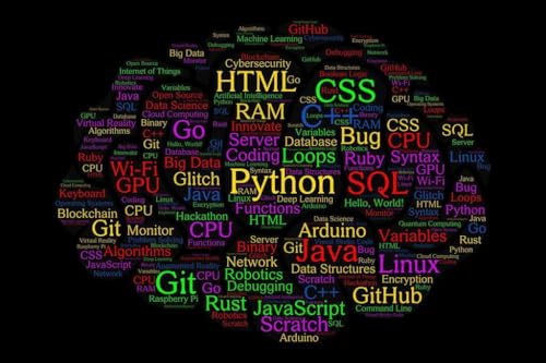 Computer Science Classroom Poster Programming Decor Cloud Word Brain Shaped College Supplies Code Coding Decorations Cool Wall Art Print Poster 36x24