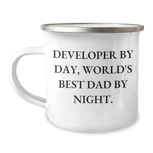 Developer Gifts from Dad - Funny Camping Mug for Men - 'Developer By Day, World's Best Dad By Night.' - Unique Graduation Gifts