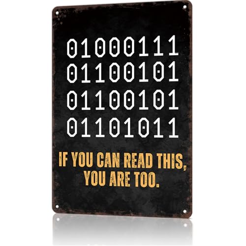 Vintage Metal Sign Decor Funny Binary Code Poster Retro Funny Tin Signs For Man Cave Decor Basement Pub Farmhouse Diner Cafe Outdoor Aluminum Decorations 8×12 Inch