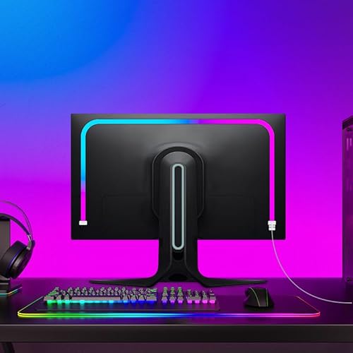 RZJSKJZM Monitor LED Backlights, LED Strip Light Sync with Screen Color/Music, Computer Light Bar Behind Screen, for PC/Mac, LEDs for Desk Gaming, USB Interface,Software Control (27 inch)