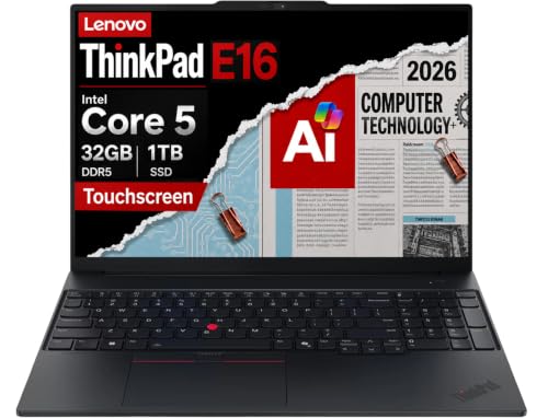 Lenovo ThinkPad E16 Gen 3 Business Laptop (16" FHD+ Touchscreen, Intel Core 5 210H (> Ultra 7 155U), 32GB DDR5, 1TB SSD), IPS Anti-Glare, Numeric Keypad, Thunderbolt 4, Ethernet, Backlit, Win 11 Pro
