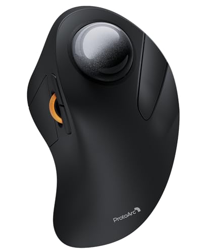ProtoArc EM03 NL Wireless Bluetooth Trackball Mouse, Finger Control, Gray