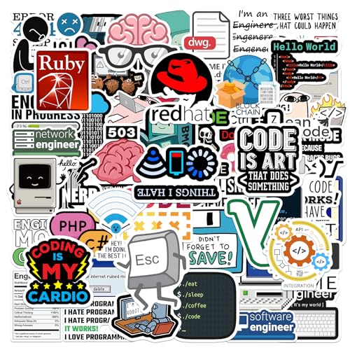 100PCS PCS Programming Stickers Funny, Vinyl Waterproof for Water Bottle Laptop Luggage Guitar Gifts for Teens Girls Kids Adult Students Funny
