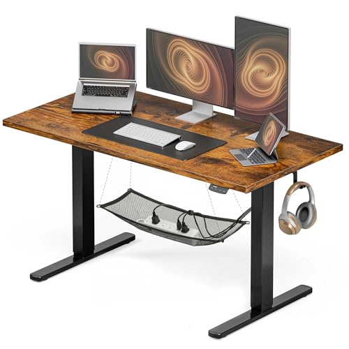 Acrolix Electric Standing Desk with Cable Management,Rustic Brown Height Adjustable Desk with Memory Presets, Sit Stand Table for Work from Home, Ergonomic Computer Desk,48 x 24 inch