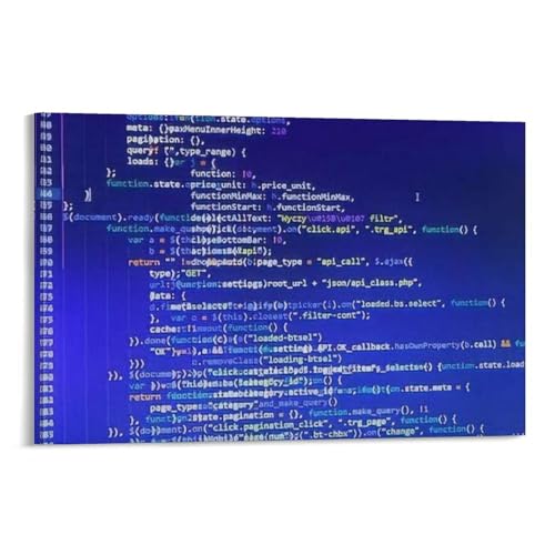 Large Canvas Wall Art Programming Code on Computer Monitor Python Binary Code Software Canvas Prints Painting Modern Artwork Abstract Home Decoration Unique Gift 12x18inch(30x45cm), Frame-style