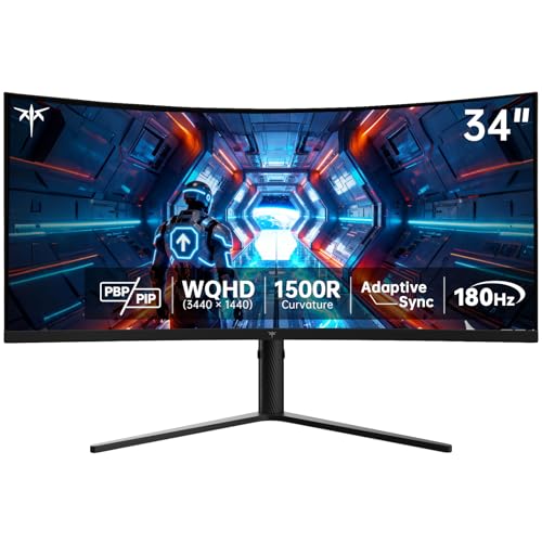 KTC 34 Inch Ultrawide Curved Gaming Monitor, 3440x1440 UWQHD 180Hz, H34S5