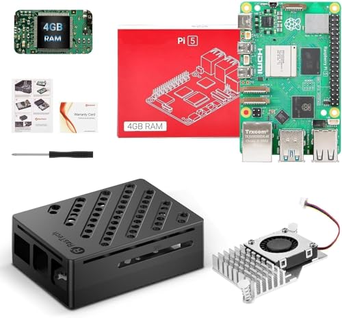 RasTech Raspberry Pi 5 Kit 4GB RAM with Pi 5 Case,Active Cooler,Screwdrive and Pi 5 4GB Board Included