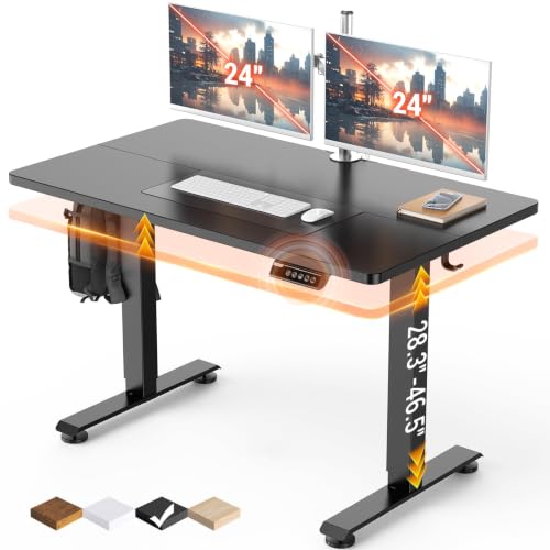 Veken 47.2 Inch Large Electric Standing Desk, Gaming Table, Black