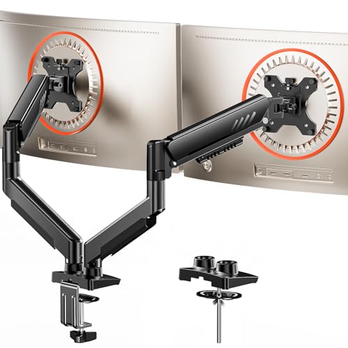 ErGear Dual Monitor Arm, Full Adjustable Monitor Mount for 13–32″ Screens, Fast Install Computer Monitor Stand with Tool-Free VESA Mount, Max Load 19.8 lbs, Max VESA 100x100mm