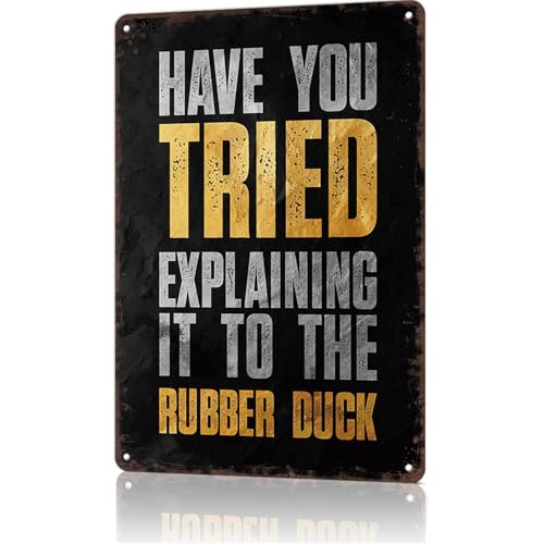 Funny Metal Sign Rubber Duck Debugging Quote Vintage Tin Signs Poster For Home Room Bedroom Office Decor 8x12inch