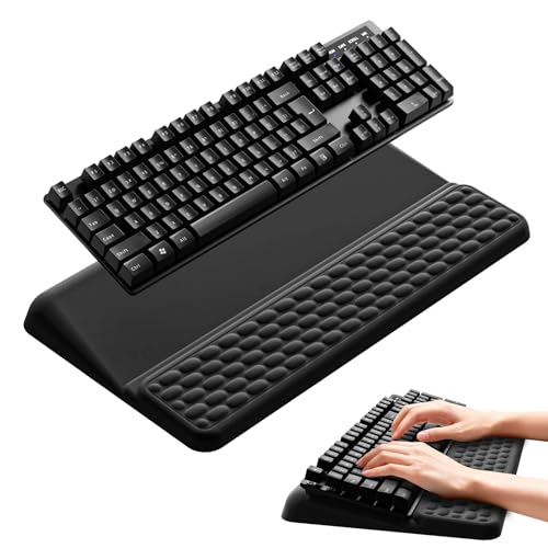 Computer Keyboard Stand with Wrist Rest, Keyboard pad with Wrist Support, Two Adjustable Keyboard Angles, Slow Rebound Comfortable Foam and Skin-Friendly Fabric. Suitable for Office, Gaming, and Home