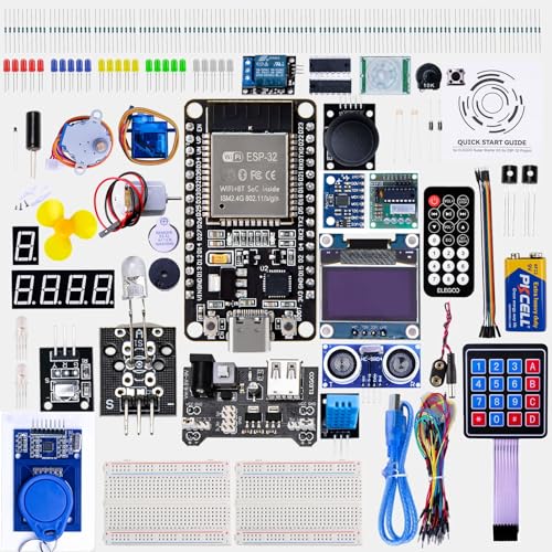 ELEGOO ESP-32 Super Starter Kit with Tutorial and Development Board USB-C Dual Core Microcontroller Support AP/STA/AP+STA, CP2102 Chip Compatible with Arduino IDE
