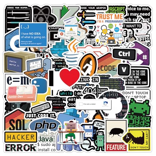 Programming Stickers 110PCS, Funny Programming Decals Vinyl Waterproof for Water Bottle Laptop Guitar Hydroflask Scrapbooking Journaling