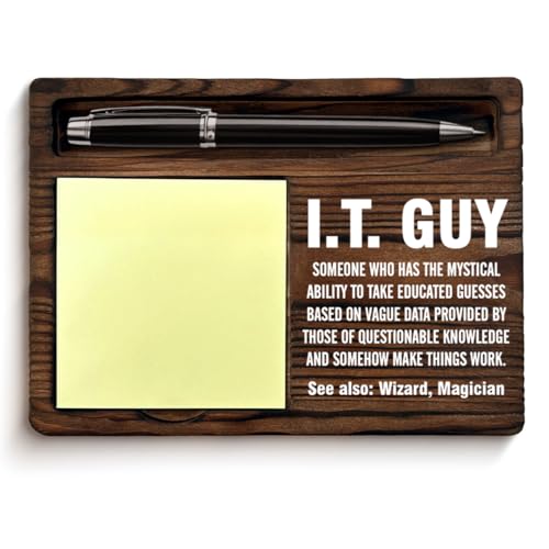 Funny I.T. Guy Sticky Note Holder, Cool Tech Support Work Appreciation Gifts for Tech Guys, I.T. Guy IT Tech Self-Stick Note Pad Holders