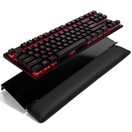 Computer Keyboard Wrist Rest Stand for Desktop Space-Saving Keyboard Riser with Silicone Wrist Rest for Office Desk, Home, School, Easy Typing, 3-Level Height Adjustment, Black