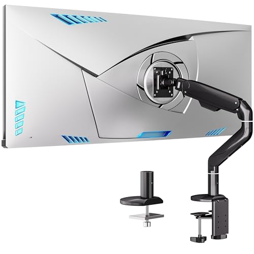 BIZUM Aluminum Monitor Stand 17 to 43 Inch Monitor Arm, Adjustable-Monitor Mount up to 33lbs with Clamp and Grommet Base, VESA 75x75/100x100mm Black