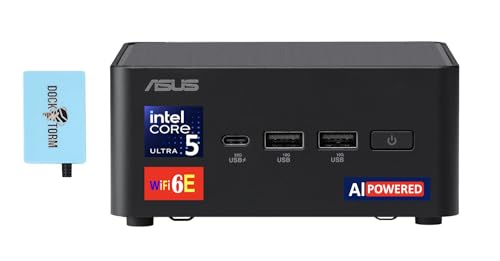 ASUS NUC AI Powered Mini Desktop (Intel Ultra 5-135H, No OS, 16GB DDR5, 128GB PCIe SSD + 1TB HDD, 2 Thunderbolt 4, WiFi 6E, Bluetooth 5.3, 120W PSU, RJ-45, 2 HDMI, Win 11 Home) w/DKZ USB Port Expander