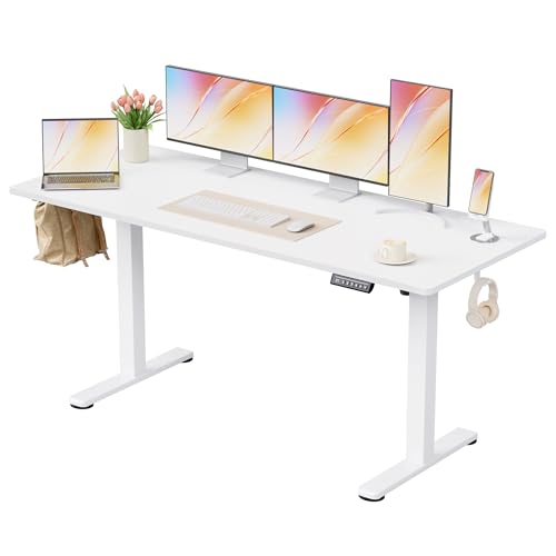 Homall Height Adjustable Electric Standing Desk, Memory Stand up Desk with Headphone Hook, Home Office Desks with Splice Board