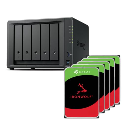 Synology DS1525+(2X 2.5GbE Ports, Ryzen V1500B, 8GB RAM) 5-Bay 60TB Bundle with 5X 12TB Seagate Ironwolf HDDs