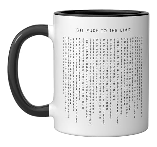 Git Push To The Limit - Funny Minimalist Programmer Ceramic Mug, Black/White