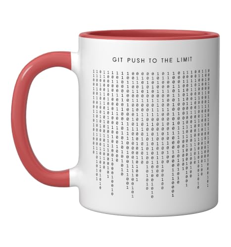 Git Push To The Limit - Funny Minimalist Programmer Ceramic Mug, Red/White, 11oz
