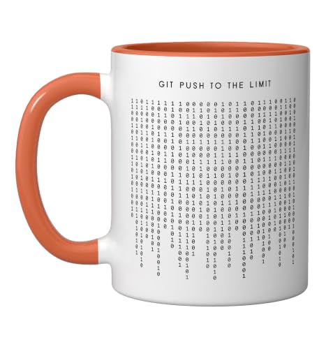 Git Push To The Limit - Funny Minimalist Programmer Ceramic Mug, Orange/White, 11oz