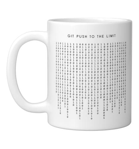 Git Push To The Limit - Funny Minimalist Programmer Ceramic Mug, White, 11oz