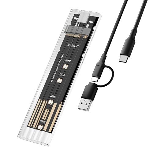 M.2 NVMe SSD Enclosure, High-Speed to USB Enclosure with USB 3.2 Gen 2 10Gbps, Compatibility for NVMe SSD M-Key/(B+M) Key, for 2230/2242/2260/2280 SSDs with C-C to A Cable