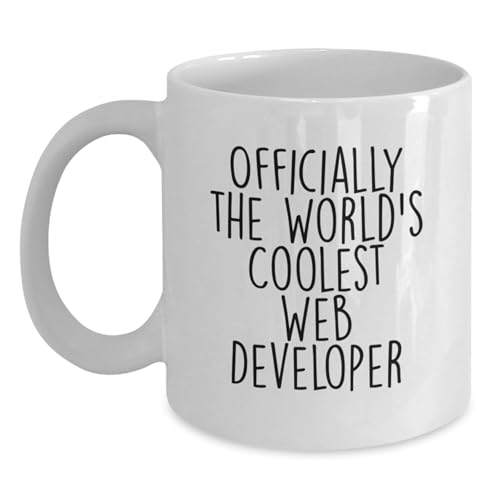 Funny Web Developer Gifts from Family, Unique White Coffee Mugs for Web Developer Men, Officially The World's Coolest Web Developer Mug, Christmas Memorable Presents for Web Developers