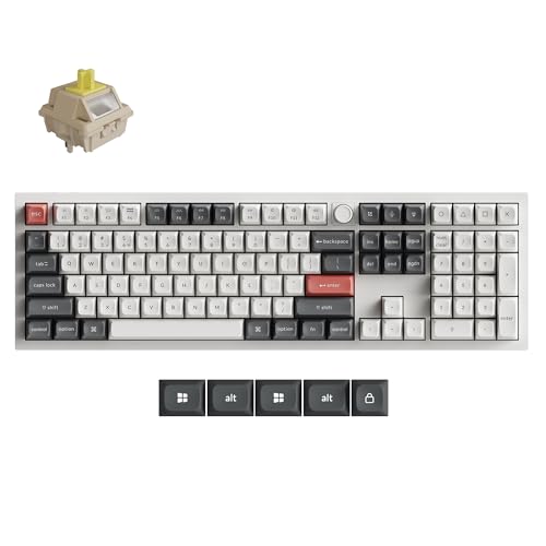 Keychron Q6 Ultra Wireless Mechanical Keyboard 8K Polling Rate, 2.4 GHz/Bluetooth/Wired Full-Size Custom RGB, Hot-Swappable Silk POM Banana Switch for Mac Windows Linux - Aluminum White