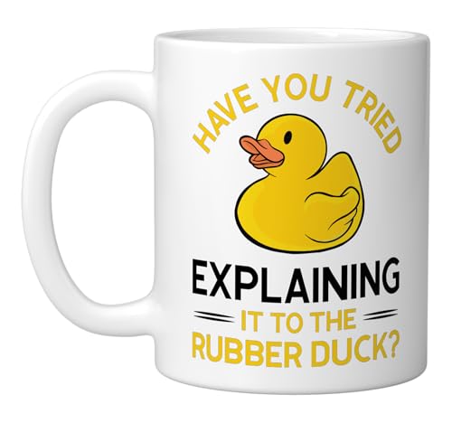 Software-Developer Programming Rubber Duck Debugging Ceramic Mug, White